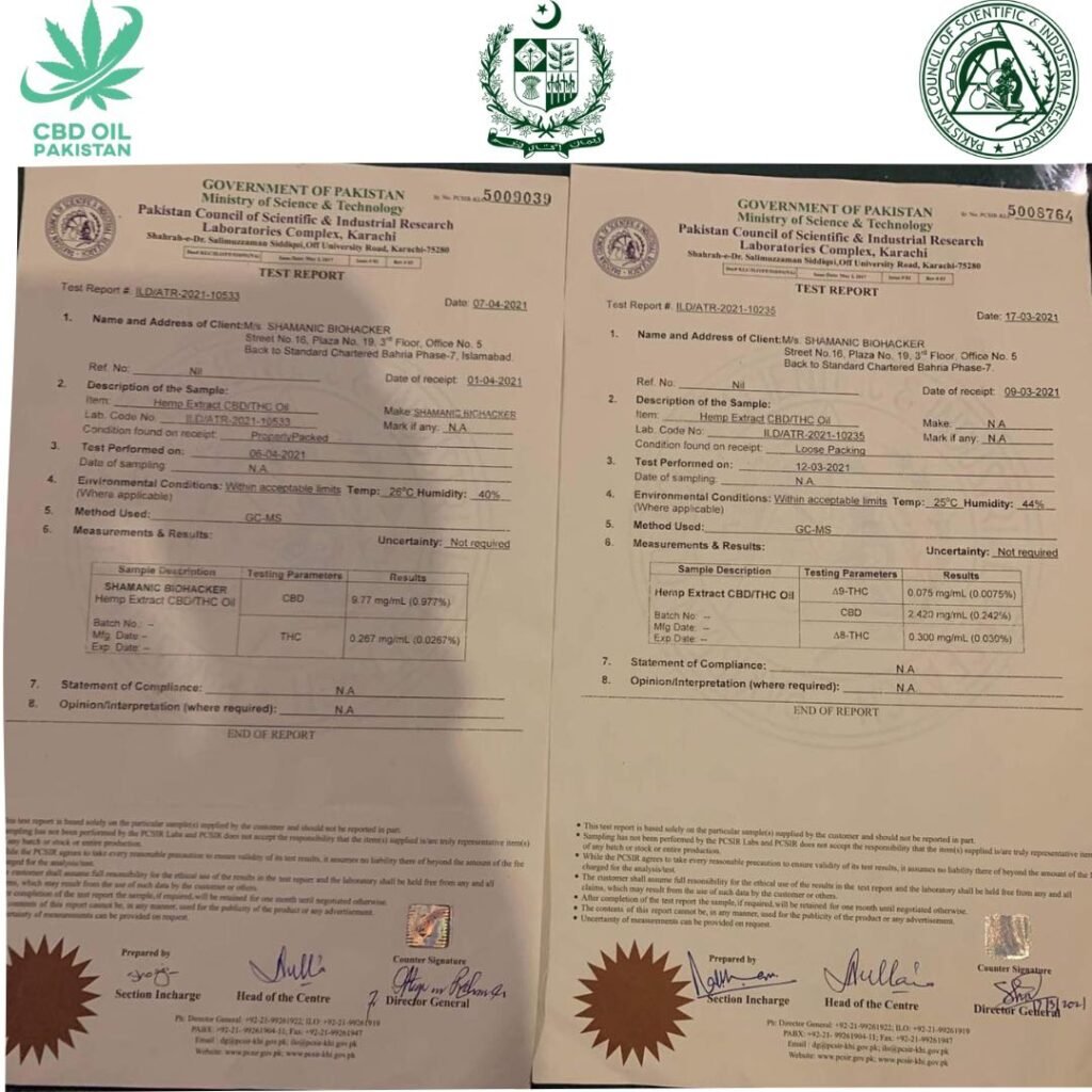 Lab Test CBD OIL PAKISTAN